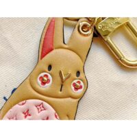 Louis Vuitton Unisex LV Bunny Key Holder Brown Pink Leather Canvas Mink (3)