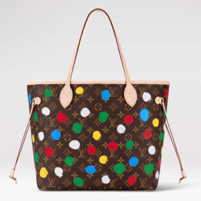 Louis Vuitton Unisex LVxYK Neverfull MM Tote Monogram Coated Canvas 3D Painted Dots Print