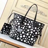 Louis Vuitton Women LVxYK Neverfull MM Tote Black White Embossed Grained Monogram Empreinte Cowhide (4)