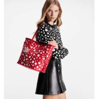 Louis Vuitton Women LVxYK Neverfull MM Tote Red White Embossed Grained Monogram Empreinte Cowhide (14)