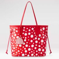 Louis Vuitton Women LVxYK Neverfull MM Tote Red White Embossed Grained Monogram Empreinte Cowhide (14)