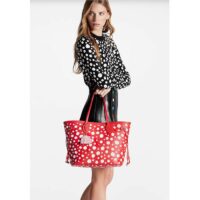 Louis Vuitton Women LVxYK Neverfull MM Tote Red White Embossed Grained Monogram Empreinte Cowhide (14)