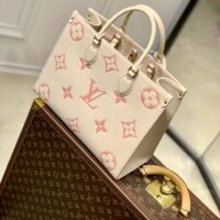 Louis Vuitton Women OnTheGo MM Tote Pink Embossed Supple Grained Cowhide Leather (1)