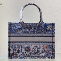 Dior Women CD Large Book Tote Denim Multicolor Jardin Magique Embroidery (7)