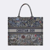 Dior Women CD Large Book Tote Denim Multicolor Jardin Magique Embroidery (7)