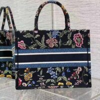 Dior Women CD Medium Book Tote Black Multicolor Dior Petites Fleurs Embroidery (10)