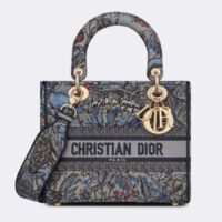 Dior Women CD Medium Lady D-Lite Bag Denim Multicolor Dior Jardin Magique Embroidery (1)