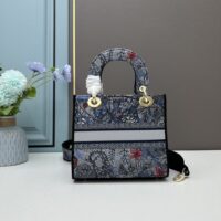 Dior Women CD Medium Lady D-Lite Bag Denim Multicolor Dior Jardin Magique Embroidery (1)