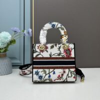 Dior Women CD Medium Lady D-Lite Bag White Multicolor Dior Petites Fleurs Embroidery (1)