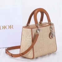 Dior Women CD Medium Lady Dior Handbag Natural Cannage Raffia (11)