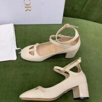 Dior Women Shoes CD Aime Dior Ballerina Pump White Patent Calfskin (1)