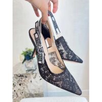 Dior Women Shoes CD J’Adior Slingback Pump Black Multicolor Cotton Jardin Botanique Embroidery (5)