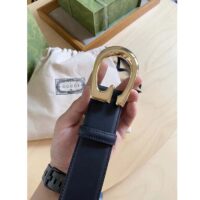 Gucci GG Unisex Belt with G Buckle Black Leather 4 Cm Width (5)