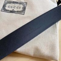 Gucci GG Unisex Belt with G Buckle Black Leather 4 Cm Width (5)