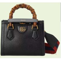 Gucci GG Women Diana Mini Tote Bag Black Leather Double G (7)