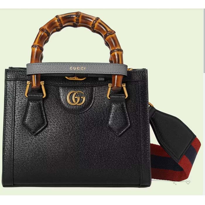 Gucci GG Women Diana Mini Tote Bag Black Leather Double G