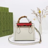 Gucci GG Women Diana Mini Tote Bag White Leather Double G (12)