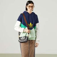 Gucci Unisex GG Adidas x Gucci Mini Bag Black Leather Off White Trefoil Print (2)