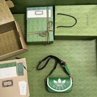 Gucci Unisex GG Adidas x Gucci Mini Bag Green Leather Off White Trefoil Print (3)