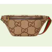 Gucci Unisex GG Jumbo GG Belt Bag Camel Ebony Canvas Zip Closure (4)