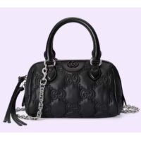 Gucci Unisex GG Matelassé Mini Bag Black GG Matelassé Nylon Leather Double G (3)