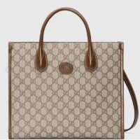 Gucci Unisex GG Small Tote Bag Beige Ebony GG Supreme Canvas (1)