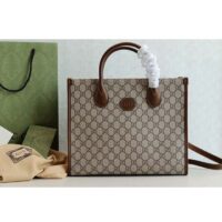 Gucci Unisex GG Small Tote Bag Beige Ebony GG Supreme Canvas (1)