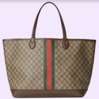 Gucci Unisex Ophidia GG Large Tote Bag Beige Ebony GG Supreme Canvas (3)