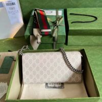 Gucci Women Dionysus Small Shoulder Bag Beige White GG Supreme Canvas (8)