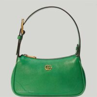 Gucci Women GG Aphrodite Shoulder Bag Double G Green Leather Zip Closure (1)