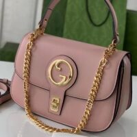 Gucci Women GG Blondie Top-Handle Bag Light Pink Leather Round Interlocking G (7)