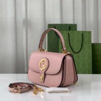 Gucci Women GG Blondie Top-Handle Bag Light Pink Leather Round Interlocking G (7)