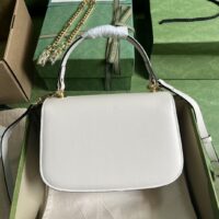 Gucci Women GG Blondie Top-Handle Bag White Leather Round Interlocking G (1)