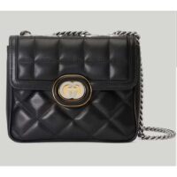 Gucci Women GG Deco Mini Shoulder Bag Black Quilted Leather Interlocking G (1)