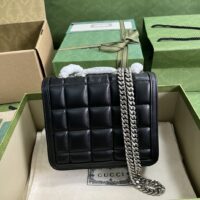 Gucci Women GG Deco Mini Shoulder Bag Black Quilted Leather Interlocking G (1)