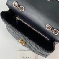 Gucci Women GG Deco Small Shoulder Bag Black Quilted Leather (12)