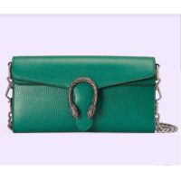 Gucci Women GG Dionysus Small Shoulder Bag Green Leather Antique Silver-Toned Hardware Crystals (4)