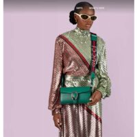 Gucci Women GG Dionysus Small Shoulder Bag Green Leather Antique Silver-Toned Hardware Crystals (4)