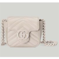 Gucci Women GG Marmont Belt Bag White Chevron Matelassé Leather (1)