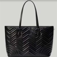 Gucci Women GG Marmont Large Tote Bag Black Matelassé Chevron Leather (2)