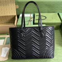 Gucci Women GG Marmont Large Tote Bag Black Matelassé Chevron Leather (2)