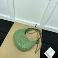 Gucci Women GG Marmont Matelassé Mini Bag Sage Green Chevron Leather (9)