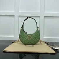 Gucci Women GG Marmont Matelassé Mini Bag Sage Green Chevron Leather (9)