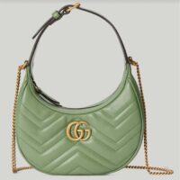 Gucci Women GG Marmont Matelassé Mini Bag Sage Green Chevron Leather (9)