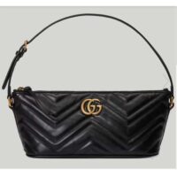 Gucci Women GG Marmont Shoulder Bag Black Matelassé Chevron Leather Double G (1)