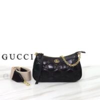 Gucci Women GG Matelassé Handbag Black GG Matelassé Leather Double G (1)