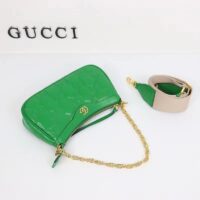 Gucci Women GG Matelassé Handbag Green GG Matelassé Leather Double G (7)