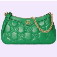 Gucci Women GG Matelassé Handbag Green GG Matelassé Leather Double G (7)