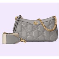 Gucci Women GG Matelassé Handbag Grey GG Matelassé Leather Double G (1)