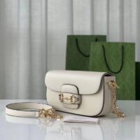 Gucci Women Horsebit 1955 Small Shoulder Bag White Leather (1)